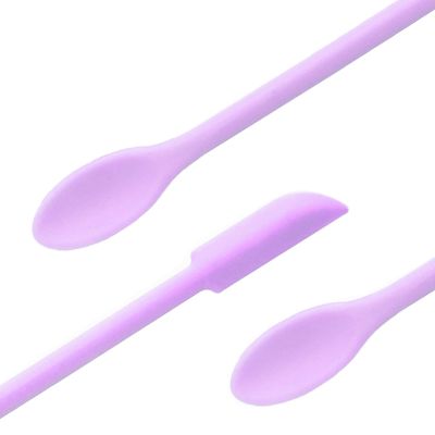 JIATAY Spatula, Silicone Spatula Set (3 Pcs) Cosmetic Makeup Spatula for Mini Bottles Foundation Cream, Double-Headed Jar Spatula (Small & Middle & Large, Purple)