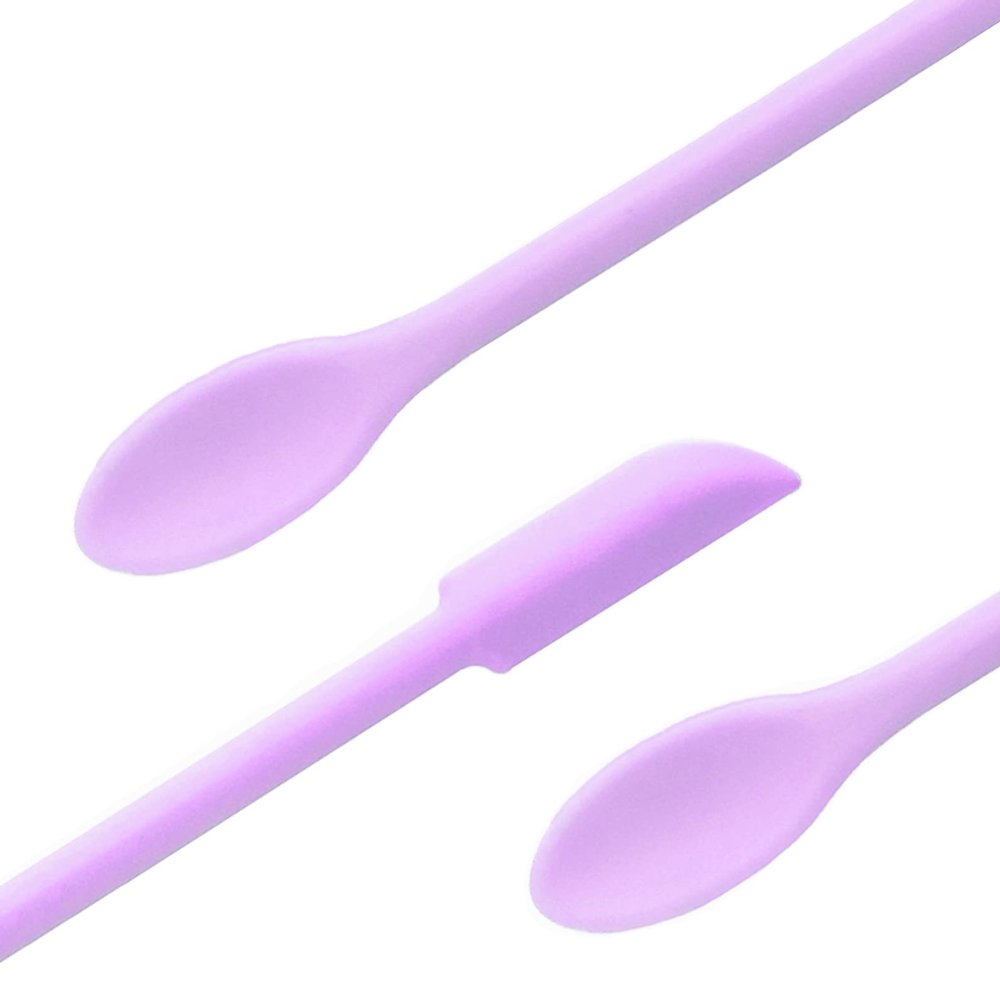 JIATAY Spatula, Silicone Spatula Set (3 Pcs) Cosmetic Makeup Spatula for Mini Bottles Foundation Cream, Double-Headed Jar Spatula (Small & Middle & Large, Purple)