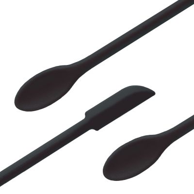 JIATAY Spatula, Silicone Spatula Set (3 Pcs) Cosmetic Makeup Spatula for Mini Bottles Foundation Cream, Double-Headed Jar Spatula (Small & Middle & Large, Black)