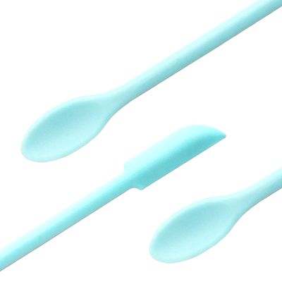 JIATAY Spatula, Silicone Spatula Set (3 Pcs) Cosmetic Makeup Spatula for Mini Bottles Foundation Cream, Double-Headed Jar Spatula (Small & Middle & Large, Light Blue)