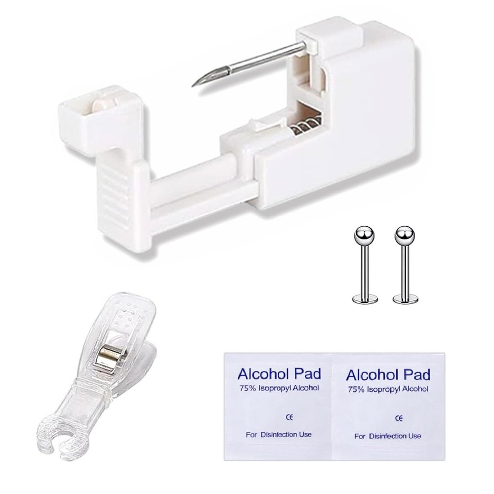 TC-SMAR 5 Pcs Lip Piercing Gun Kit, Body Piercing Kit for Men Women, Easy, Safe, Disposable, Done Alone