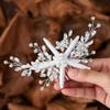 Casdre Starfish Bride Wedding Hair Comb Silver Crystal Bridal Hair Piece Pearl Beach Wedding Hair Accessories for Women and Girls view 2