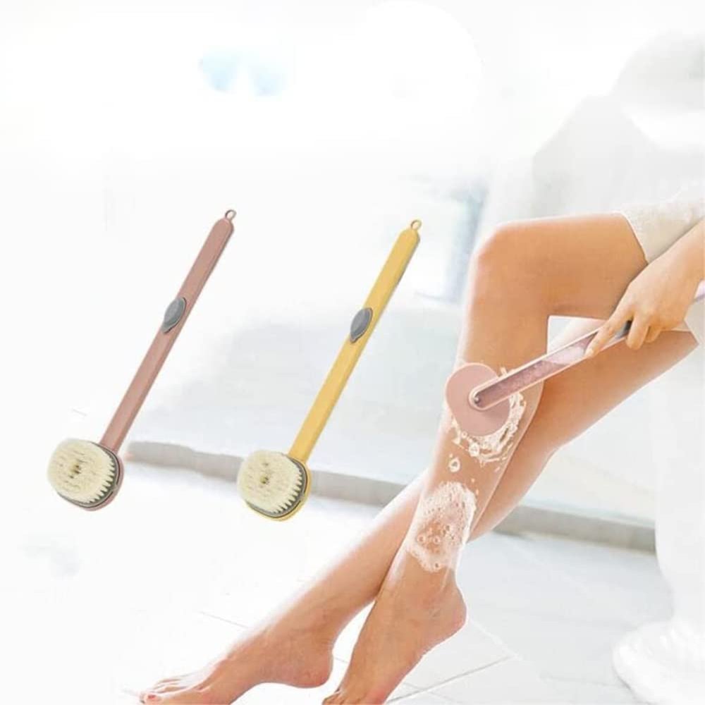 Scrub Bath Brush Exfoliating Bath Shower Brush with Soap Dispenser - Detachable Long Handle Rub Bath Brush Bath Shower Deep Cleansing Can Fill Liquid for Women, Men, Children(2PCS)