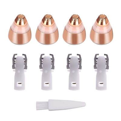 4 Pack Flawless Replacement Head, Face Hair Remove Replacement Tool for Women Facial Smooth Finishing with Cleaning Brush(Rose Gold)