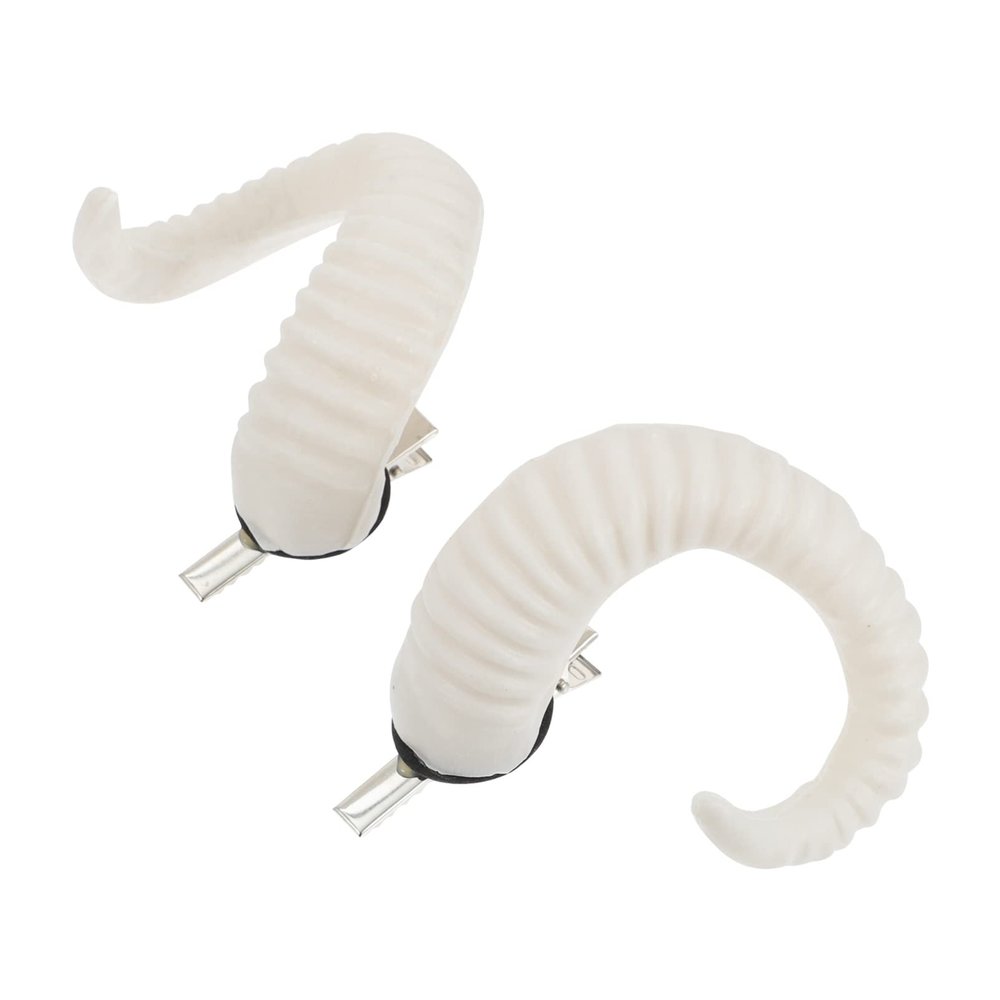 Mobestech Fancy Goat Hair Clip - A Pair of White Forest Department Photography Props, Sheep Horn Cosplay Hair Pins for Halloween