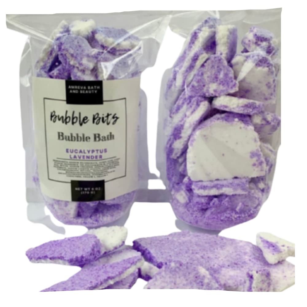 Amreva Bath and Beauty Bubble Bath Bits Pieces, Foaming High Quality Soak, (Eucalyptus Lavender)