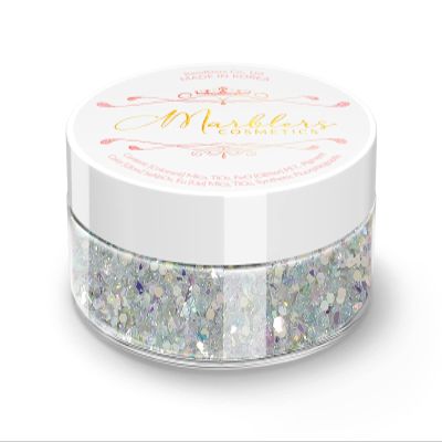 MARBLERS Mixed Shaped Face & Body Glitter [Silver] 0.18oz (5g) | Chunky | Chopped | Flake | Non-Toxic | Vegan | Cruelty-Free | Festival, Rave & Party Makeup | Eye, Hair, Nail Polish, Eyeshadow