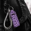 Suobstales Cow Print Chapstick Holder Keychain Neoprene Lip Balm Holder Purple Cow Pttern Elastic Lipstick Key Chain Holder Makeup Storage Organizer Clip-on Sleeve Chapstick Pouch view 3