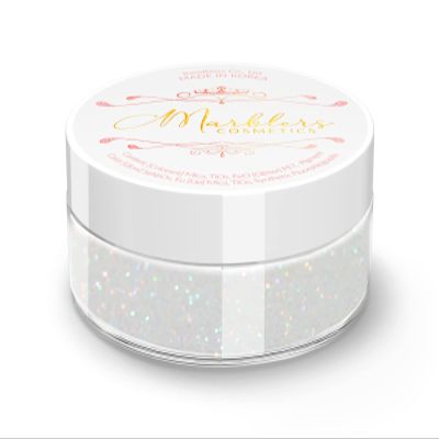 MARBLERS Holographic Face & Body Glitter [Rainbow White] 0.18oz (5g) | Fine | Non-Toxic | Vegan | Cruelty-Free | Festival, Rave & Party Makeup | Eye, Hair, Nail Polish, Eyeshadow | Nail Art | Gel Nail