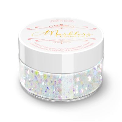 MARBLERS Mixed Shaped Face & Body Glitter [White] 0.18oz (5g) | Chunky | Chopped | Flake | Non-Toxic | Vegan | Cruelty-Free | Festival, Rave & Party Makeup | Eye, Hair, Nail Polish, Eyeshadow