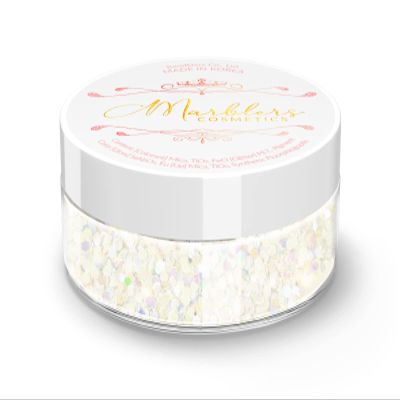 MARBLERS Mermaid Shaped Face & Body Glitter [White] 0.18oz (5g) | Chunky | Chopped | Flake | Non-Toxic | Vegan | Cruelty-Free | Festival, Rave & Party Makeup | Eye, Hair, Nail Polish, Eyeshadow
