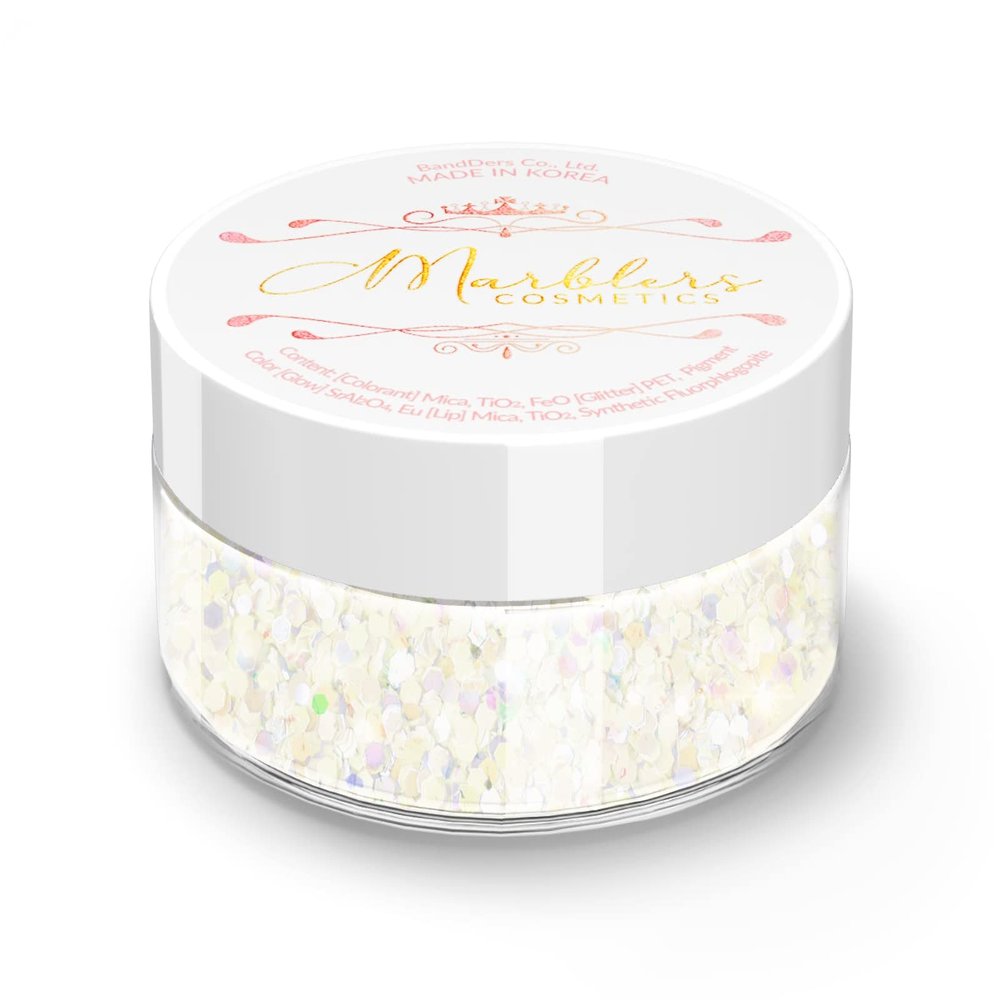 MARBLERS Mermaid Shaped Face & Body Glitter [White] 0.18oz (5g) | Chunky | Chopped | Flake | Non-Toxic | Vegan | Cruelty-Free | Festival, Rave & Party Makeup | Eye, Hair, Nail Polish, Eyeshadow