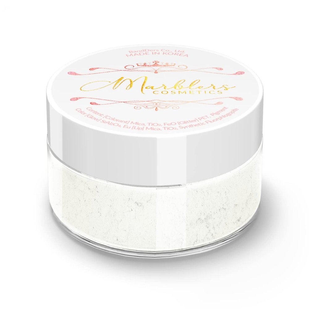 MARBLERS Fine Natural Mica Powder [Cream White] 0.11oz (3g) | Highly Pigmented | Non-Toxic, Vegan, Cruelty-Free | Eyeshadow, Body Butter, Nail Polish, Nail Art | Party, Body, Face Makeup