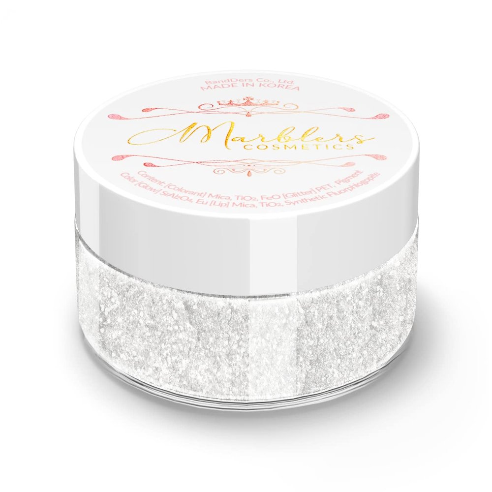 MARBLERS Chunky Natural Mica Powder [Luna Pearl] 0.11oz (3g) | Highly Pigmented | Non-Toxic, Vegan, Cruelty-Free | Eyeshadow, Body Butter, Nail Polish, Nail Art | Party, Body, Face Makeup