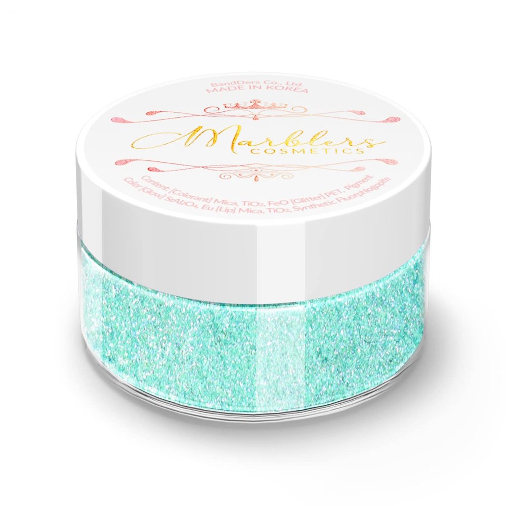 MARBLERS Chunky Natural Mica Powder [Tiffany Pearl] 0.11oz (3g) | Highly Pigmented | Non-Toxic, Vegan, Cruelty-Free | Eyeshadow, Body Butter, Nail Polish, Nail Art | Party, Body, Face Makeup