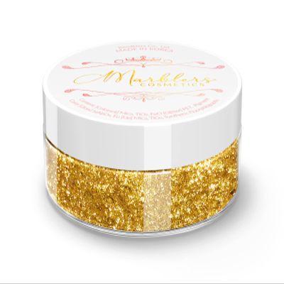 MARBLERS Chunky Natural Mica Powder [Giant Gold] 0.11oz (3g) | Highly Pigmented | Non-Toxic, Vegan, Cruelty-Free | Eyeshadow, Body Butter, Nail Polish, Nail Art | Party, Body, Face Makeup