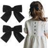 2PCS Velvet Hair Bows Black Hair Ribbon Clips 4" Big Fall Alligator Clips Hair Accessories for Women Girls Toddlers Kids Baby view 2
