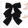 2PCS Velvet Hair Bows Black Hair Ribbon Clips 4" Big Fall Alligator Clips Hair Accessories for Women Girls Toddlers Kids Baby view 4