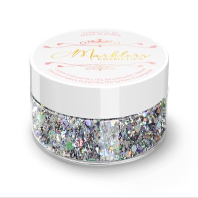 MARBLERS Mixed Shaped Face & Body Glitter [Gray] 0.18oz (5g) | Chunky | Chopped | Flake | Non-Toxic | Vegan | Cruelty-Free | Festival, Rave & Party Makeup | Eye, Hair, Nail Polish, Eyeshadow