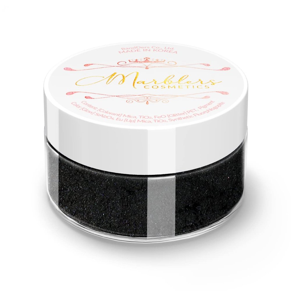 MARBLERS Fine Natural Mica Powder [True Black] 0.11oz (3g) | Highly Pigmented | Non-Toxic, Vegan, Cruelty-Free | Eyeshadow, Body Butter, Nail Polish, Nail Art | Party, Body, Face Makeup