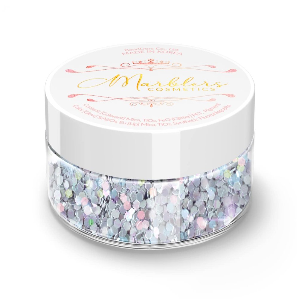 MARBLERS Mermaid Shaped Face & Body Glitter [Ash Blue] 0.18oz (5g) | Chunky | Chopped | Flake | Non-Toxic | Vegan | Cruelty-Free | Festival, Rave & Party Makeup | Eye, Hair, Nail Polish, Eyeshadow