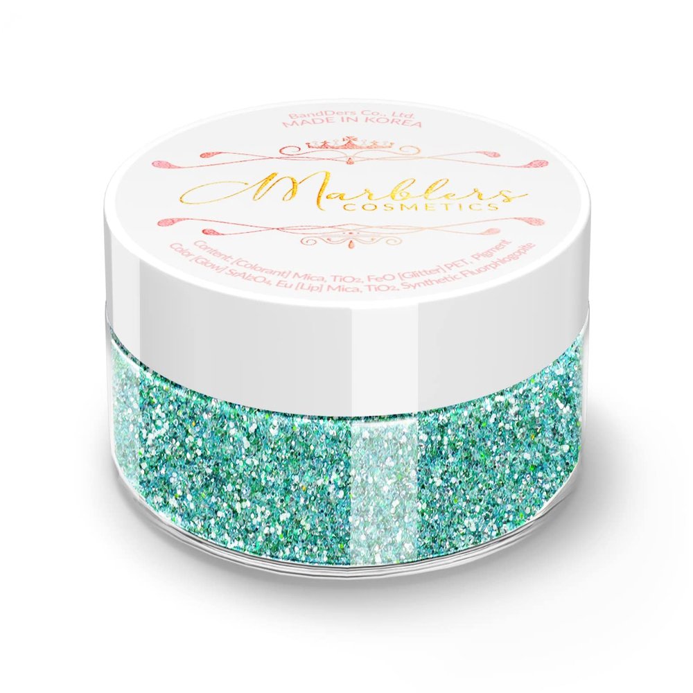 MARBLERS Holographic Face & Body Glitter [Unicorn Teal] 0.18oz (5g) | Fine | Non-Toxic | Vegan | Cruelty-Free | Festival, Rave & Party Makeup | Eye, Hair, Nail Polish, Eyeshadow | Nail Art | Gel Nail