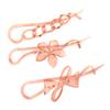 Parcelona French Twist n Clip Flower, Bow and Chain 4" Celluloid Set of 3 Metal Free Hair Barrette Non Slip Fashion Durable Styling Women Hair Accessories, Made in France (Crystal Pink) view 1