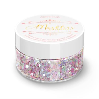 MARBLERS Mixed Shaped Face & Body Glitter [Pink] 0.18oz (5g) | Chunky | Chopped | Flake | Non-Toxic | Vegan | Cruelty-Free | Festival, Rave & Party Makeup | Eye, Hair, Nail Polish, Eyeshadow