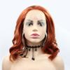 xiweiya Wig Short Auburn Cooper Red Wig Curly Synthetic Lace Front Wigs Heat Resistant Fiber Red Color Soft Nature Wave Wig with Wig Cap for Women, Drag Queen Cosplay Mera Aquaman Wig 16 Inch view 2