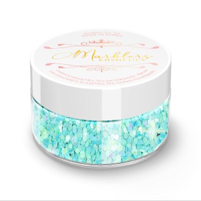 MARBLERS Mermaid Shaped Face & Body Glitter [Light Blue] 0.18oz (5g) | Chunky | Chopped | Flake | Non-Toxic | Vegan | Cruelty-Free | Festival, Rave & Party Makeup | Eye, Hair, Nail Polish, Eyeshadow