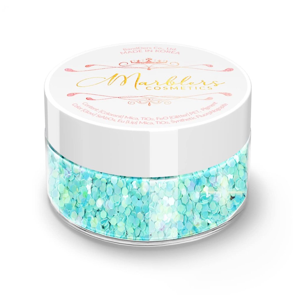 MARBLERS Mermaid Shaped Face & Body Glitter [Light Blue] 0.18oz (5g) | Chunky | Chopped | Flake | Non-Toxic | Vegan | Cruelty-Free | Festival, Rave & Party Makeup | Eye, Hair, Nail Polish, Eyeshadow
