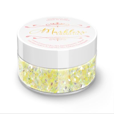 MARBLERS Mixed Shaped Face & Body Glitter [Yellow] 0.18oz (5g) | Chunky | Chopped | Flake |Non-Toxic | Vegan | Cruelty-Free | Festival, Rave & Party Makeup | Eye, Hair, Nail Polish, Eyeshadow