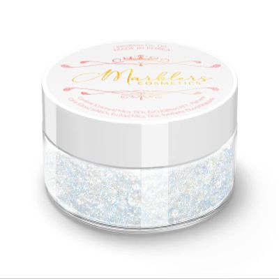 MARBLERS Chunky Natural Mica Powder [White Blue Pearl] 0.11oz (3g) | Highly Pigmented | Non-Toxic, Vegan, Cruelty-Free | Eyeshadow, Body Butter, Nail Polish, Nail Art | Party, Body, Face Makeup