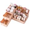 POFUOT Skin Care Organizer - Makeup Vanity Countertop Organizer with Drawers, Brush Holder for Lipstick, Eyeshadow, Desktop (Polar Pink) view 3