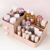 POFUOT Skin Care Organizer - Makeup Vanity Countertop Organizer with Drawers, Brush Holder for Lipstick, Eyeshadow, Desktop (Polar Pink) view 4