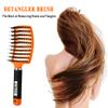 KTKUDY Detangling Brush Boar Bristles Hair Brush Make Hair Shiny & Healthier Curved and Vented Detangler Brush for Women Men Kids Wet and Dry Hair (Orange) view 4