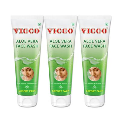 Behal International Vicco Aloe Vera Face Wash - Pack of 3 (70gm each) - Specially Packed and Exported