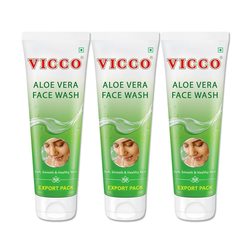 Behal International Vicco Aloe Vera Face Wash - Pack of 3 (70gm each) - Specially Packed and Exported