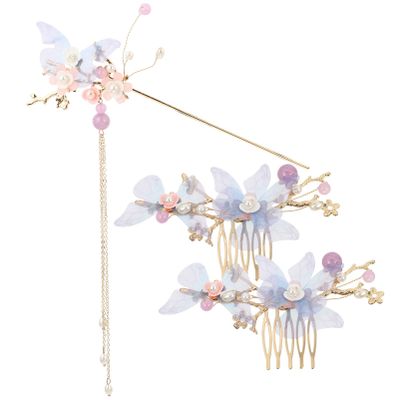 minkissy 1set Chinese Retro Hairpin Tassel Accessories for Elegant Decoration for Weddings Dinners and Photography Traditional Floral Headdress for Women