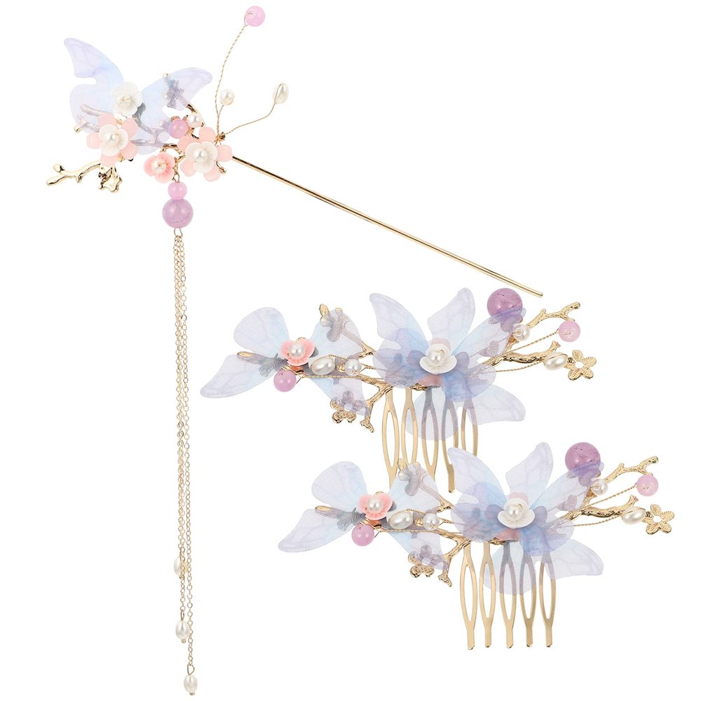 minkissy 1set Chinese Retro Hairpin Tassel Accessories for Elegant Decoration for Weddings Dinners and Photography Traditional Floral Headdress for Women