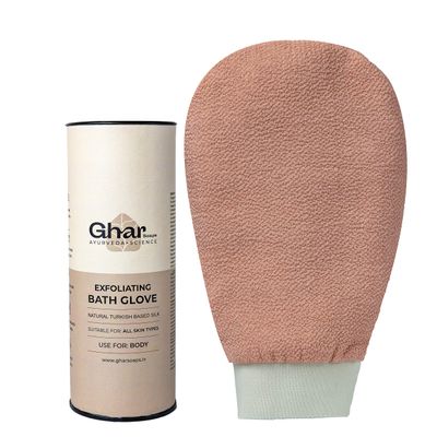 GHAR SOAPS Exfoliating Glove for Dead Skin Body | Scrub Glove for Dead Skin Pink Pack of 1| Gentle on The Skin | Sustainable, Unisex | Easy to Use|