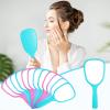 60 Pcs 7.09 x 3.14 Inch Hand Handheld Mirror with Handle Plastic Compact Travel Makeup Cosmetic Mirror Small Personal Portable Hand Held Mirror for Home Vanity Camping (Green, Pink, Blue, Purple) view 3