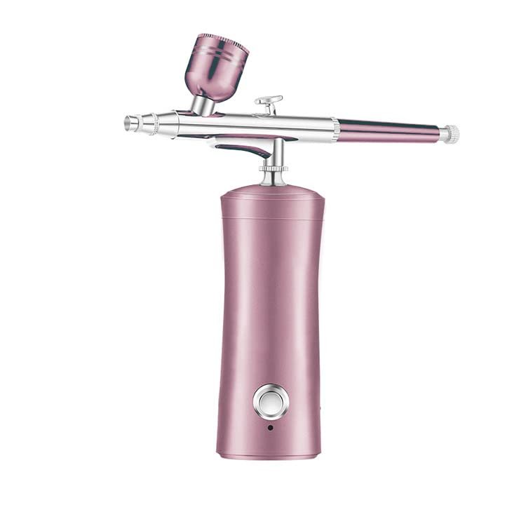 RANMO Spray Airbrush Set,Portable Facial Makeup Airbrush,Mini Airbrush Kit Handheld Spray Airbrush Set for Barber, Nail Art, Makeup, Model Painting, Deep Skin Care with 2 Capacity Cups,Pink