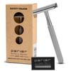 Parker 78R Double Edge Safety Razor with 5 Safety Razor Blades, Women & Mens Safety Shaving Razor, Reusable, Plastic Free  Satin Chrome view 1