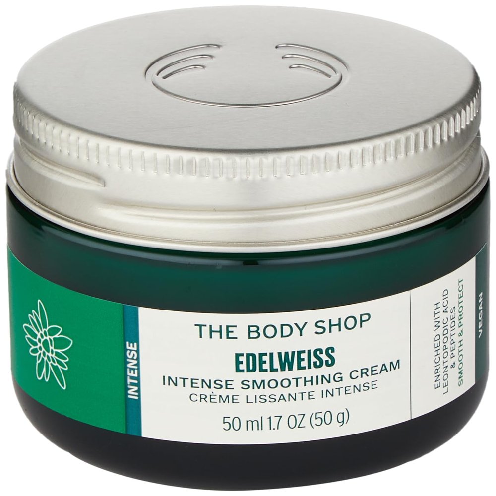 The Body Shop Edelweiss Intense Smoothing Cream  Nourishing Day Cream  Moisturizes and Hydrates Skin  Vegan  50ml
