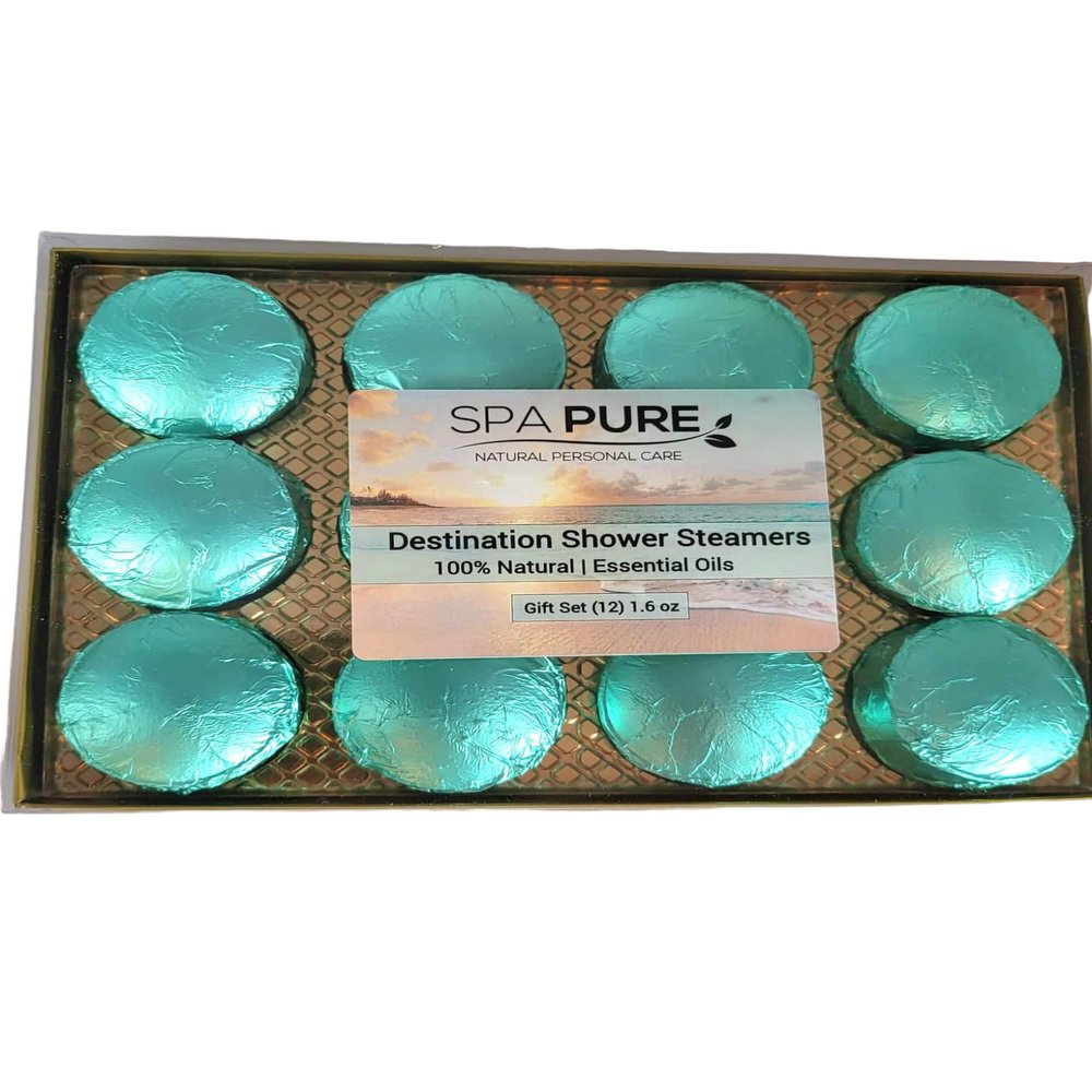 Spa Pure Aromatherapy Shower Bombs: Destination Shower Steamers, Rejuvenating New Scents, Tablets, Bomb, Bath Melts for Women, Men, All Natural (12 Count) Pack of 1 20.0 ounces