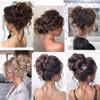 2PCS Messy Bun Hair Piece, QIAORUIXIN Super Long Tousled Updo Hair Bun Extensions Wavy Wrap Ponytail Hairpieces Scrunchies with Elastic Band for Women Girls Nature Black view 3