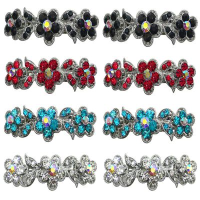 JCGY Set of 8 Hair Barrettes Small French Clip Barrettes Sparkly Crystals, 2 ea jetRedAquaCry -1338-jet224