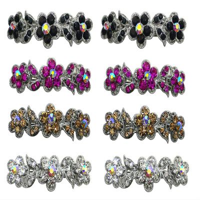 JCGY Set of 8 Hair Barrettes Small French Clip Barrettes Sparkly Crystals 2 ea jetFuAmberCab-1338-jet225