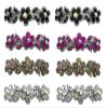 JCGY Set of 8 Hair Barrettes Small French Clip Barrettes Sparkly Crystals 2 ea jetFuAmberCab-1338-jet225 view 1